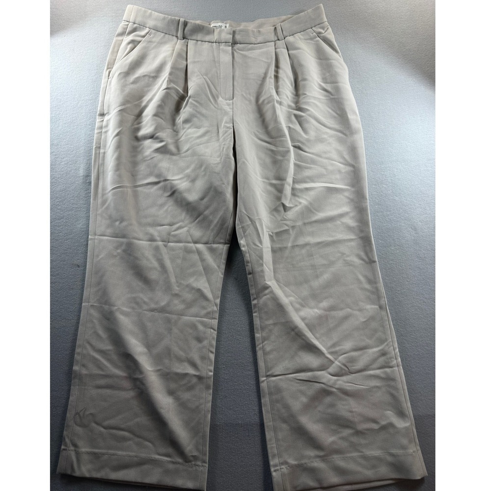 Abercrombie & Fitch Sloane Tailored Pant Womens 36 Long Beige Pleated 44x32